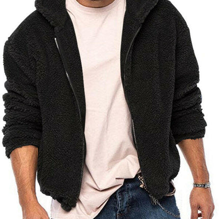 Men's double-sided arctic velvet hooded solid color warm zipper jacket at €79.99