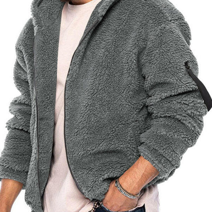 Men's double-sided arctic velvet hooded solid color warm zipper jacket at €79.99