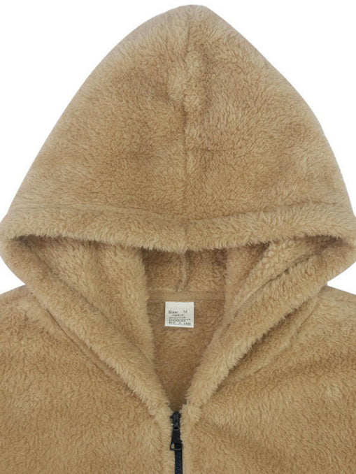 Men's double-sided arctic velvet hooded solid color warm zipper jacket at €79.99