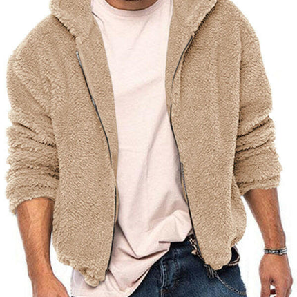 Men's double-sided arctic velvet hooded solid color warm zipper jacket at €79.99