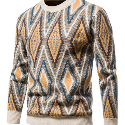 Men's Christmas crew neck diamond jacquard sweater at €114.99