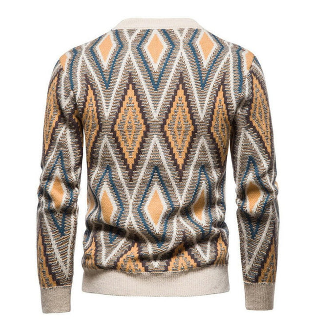 Men's Christmas crew neck diamond jacquard sweater at €114.99