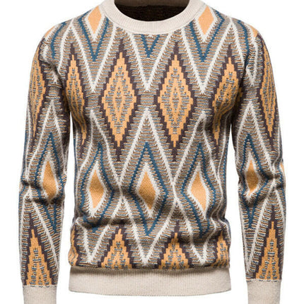 Men's Christmas crew neck diamond jacquard sweater at €114.99