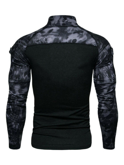 Men's Military Field Outdoor Elastic Fitness Camouflage Long Sleeve Zipper Pocket T-Shirt at €41.99