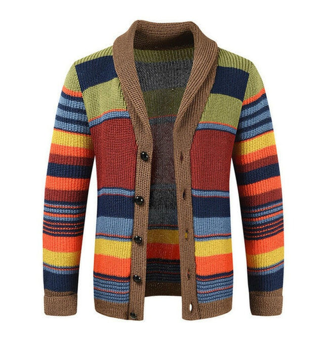 Men's Button Casual Color Striped Cardigan at €58.99