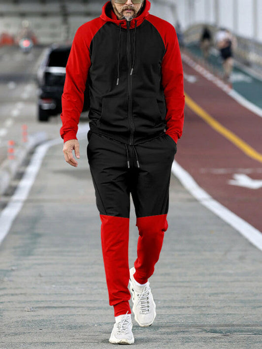 Neues Herren-Sweatshirt mit Kapuze und lässigem Sportanzug in Kontrastfarbe