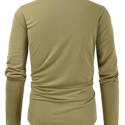 Men's New Outdoor Tactical Zipper Colorblock Henley Collar Long Sleeve T-Shirt at €25.99