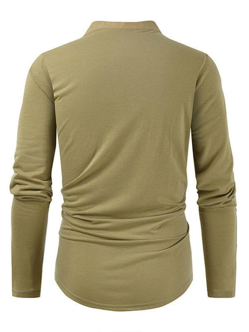 Men's New Outdoor Tactical Zipper Colorblock Henley Collar Long Sleeve T-Shirt at €25.99