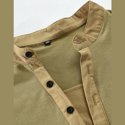 Men's New Outdoor Tactical Zipper Colorblock Henley Collar Long Sleeve T-Shirt at €25.99