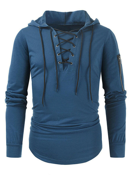 Men's new solid color lace-up sports casual pullover hooded sweatshirt at €25.99