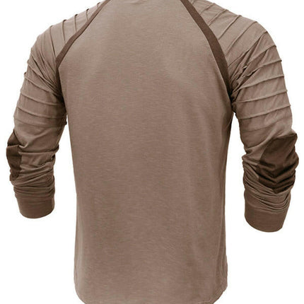 Men's new long-sleeved Henry collar sports base T-shirt at €20.99