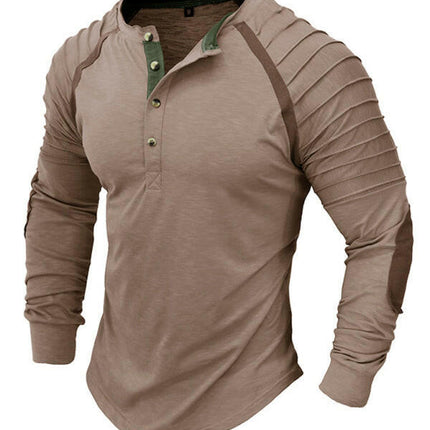 Men's new long-sleeved Henry collar sports base T-shirt at €20.99