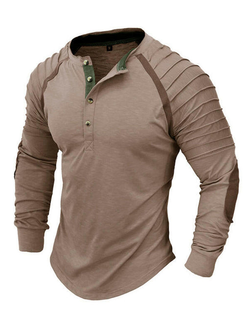 Men's new long-sleeved Henry collar sports base T-shirt at €20.99