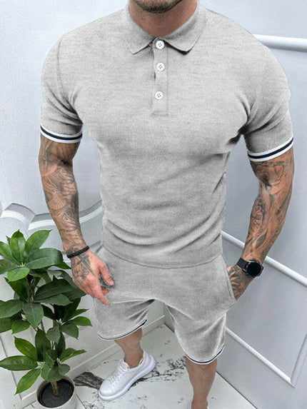 Men's lapel short -sleeved shorts two -piece sports casual set at €40.99