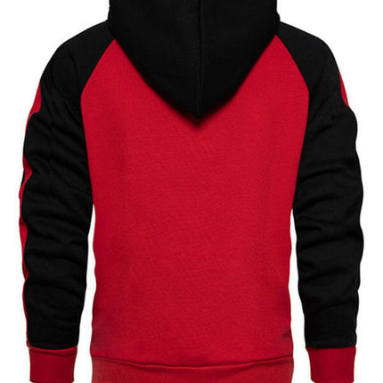 Men's casual contrasting color zipper cardigan hooded sweatshirt at €35.99