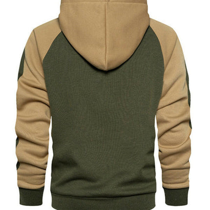 Men's casual contrasting color zipper cardigan hooded sweatshirt at €35.99