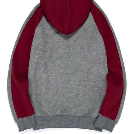 Men's casual contrasting color zipper cardigan hooded sweatshirt at €35.99