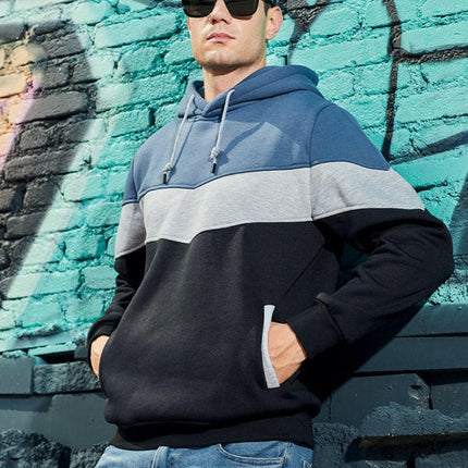 Men's casual color block and contrast fashion hooded sweatshirt at €36.99