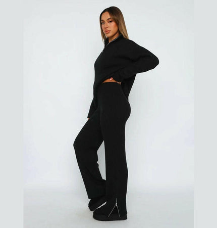 Grozavu's Woolen Suit: Long-Sleeved Zip-Up with Trousers - GrozavuShop