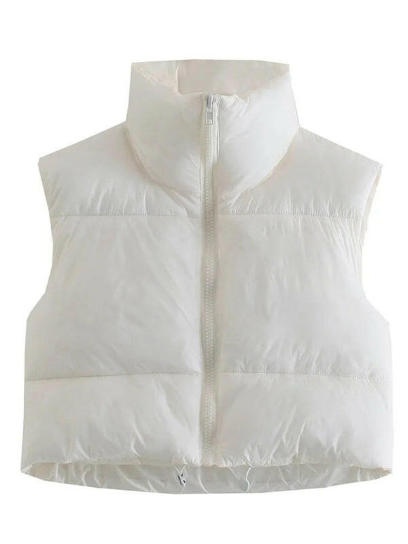 Women's quilted zipper stand collar vest jacket