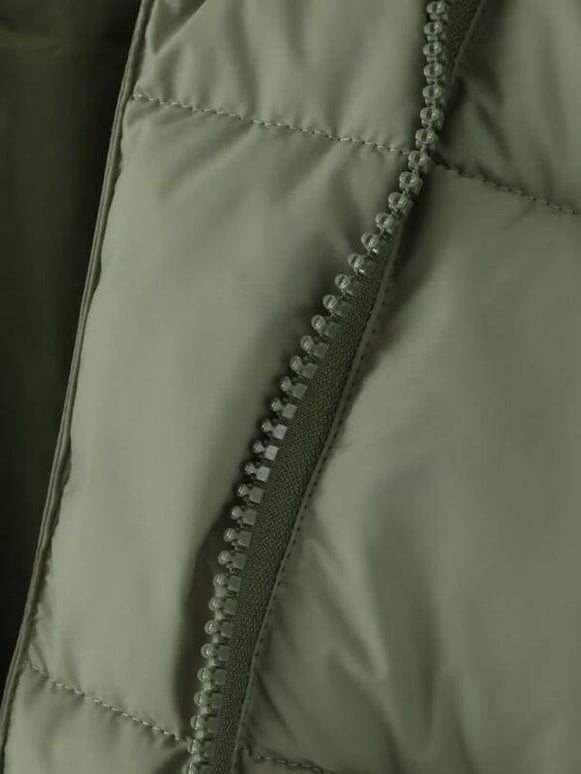 Women's stand collar zipper quilted bread coat