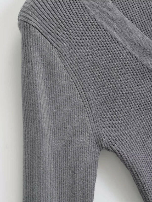 Women's new pit stripe V-neck knitted cardigan