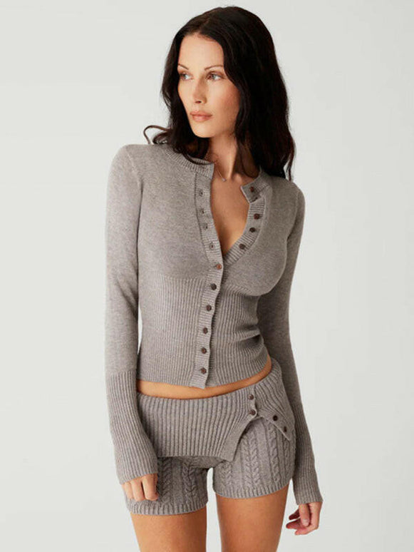 Y2K slim-fitting buttoned woolen cardigan