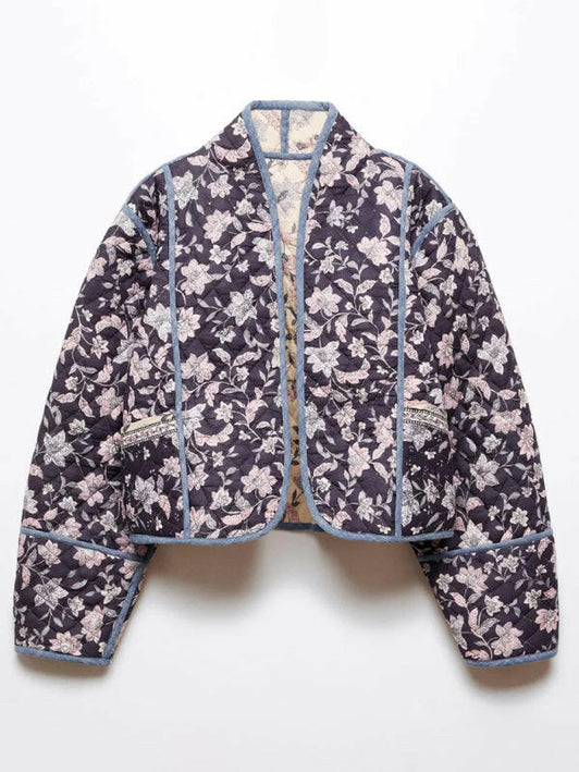 Women's fashion versatile cotton double-sided fabric jacket cotton jacket (reversible)