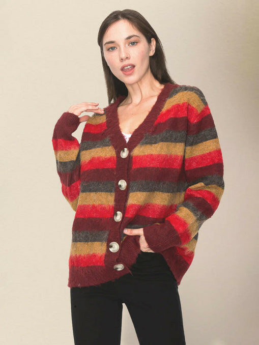 women's casual striped knitted sweater cardiganRP0023556 at €46.99