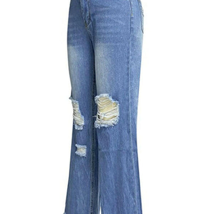 Women's tassel washed ripped wide leg jeans at €53.99