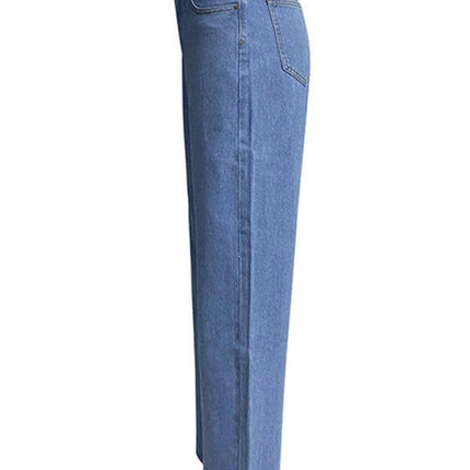 Women's high waist wide leg pants street style washed jeans at €55.99