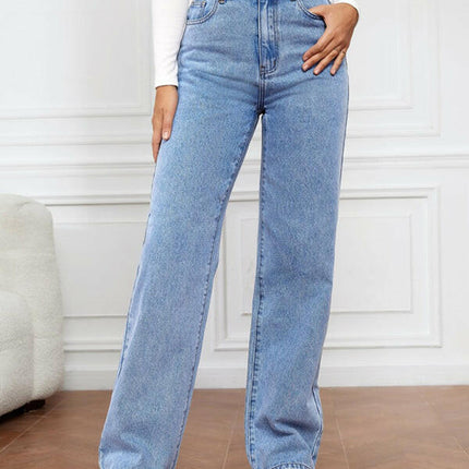 Women's High Waist Washed Straight Leg Jeans at €52.99