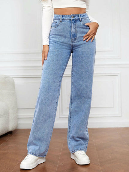 Women's High Waist Washed Straight Leg Jeans at €52.99