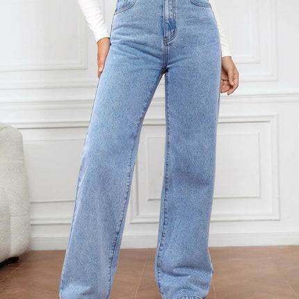 Women's High Waist Washed Straight Leg Jeans at €52.99