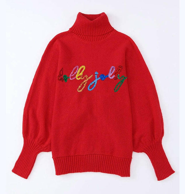 Women's pullover turtleneck long sleeve letter print sweater at €106.99