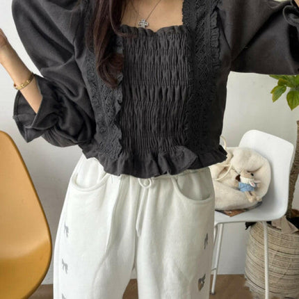 Women's New High Waist Elastic Bow Printed Velvet Casual Pants at €48.99