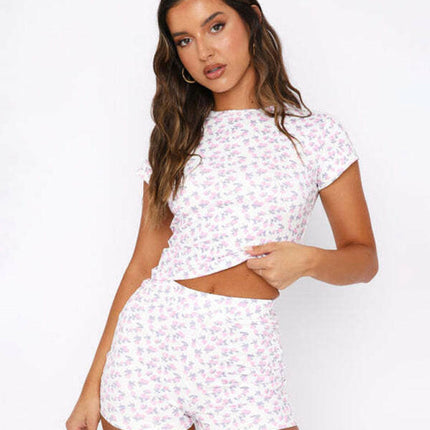 Women's casual small floral knitted two-piece set at €16.99