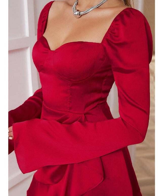 Women's Sexy Bell Sleeve Ruffle Dress