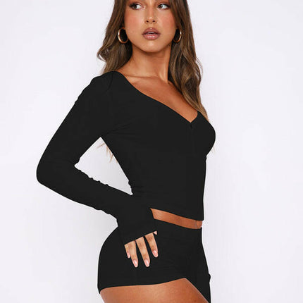 Women's knitted long-sleeved shorts 2-piece set at €24.99