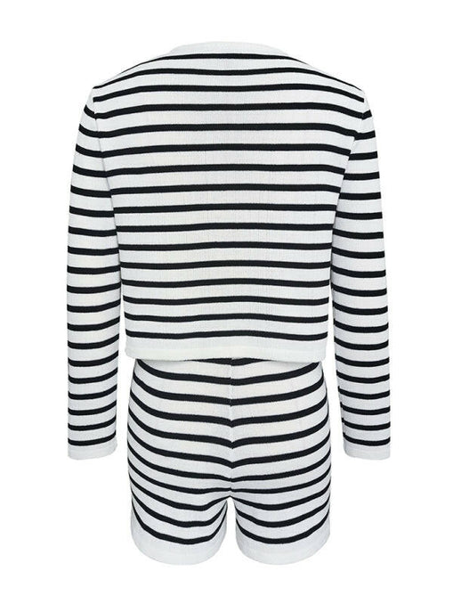 Women's striped simple cardigan shorts two-piece suit at €61.99