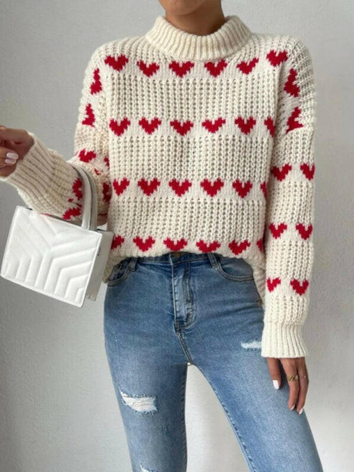 Women's fashion new loose love jacquard pullover sweater at €43.99