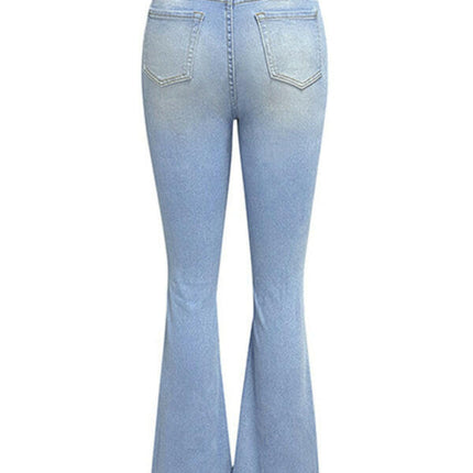 Women's washed ripped high-waisted denim wide-leg trousers at €51.99