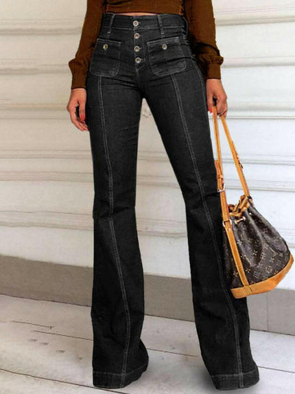 Women's new stretch slim fit spliced high waist flared denim trousers at €54.99