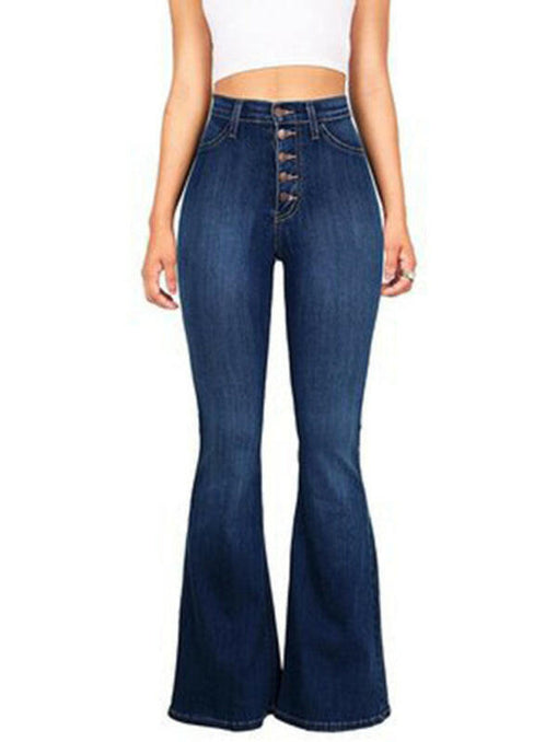 Women's new high-waist washed button slim fit slightly flared wide-leg denim trousers at €42.99