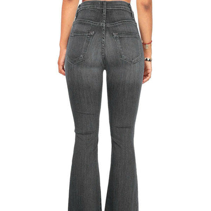 Women's new high-waist washed button slim fit slightly flared wide-leg denim trousers at €42.99