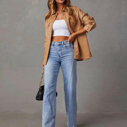 New style comfortable casual loose spliced wide leg women's jeans at €45.99