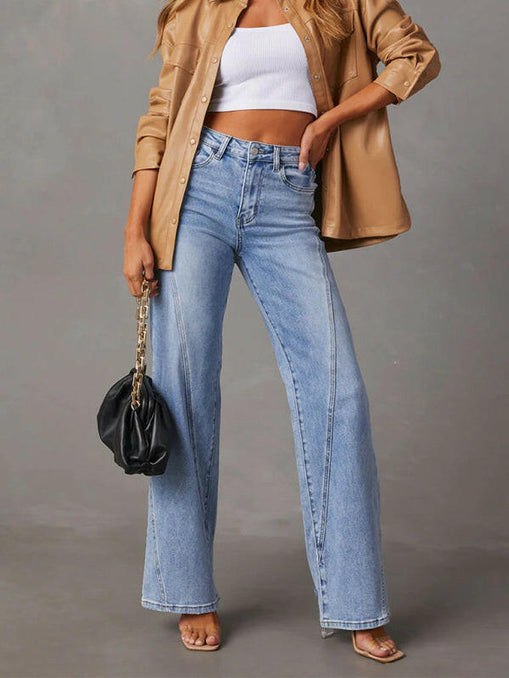 New style comfortable casual loose spliced wide leg women's jeans at €45.99