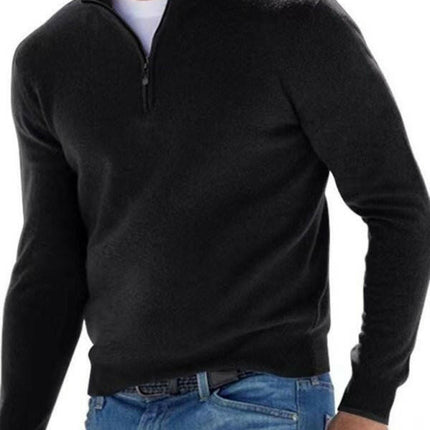 Long Sleeve V Neck Wool Fleece Zipper Men's Casual Top Polo Shirt at €49.99