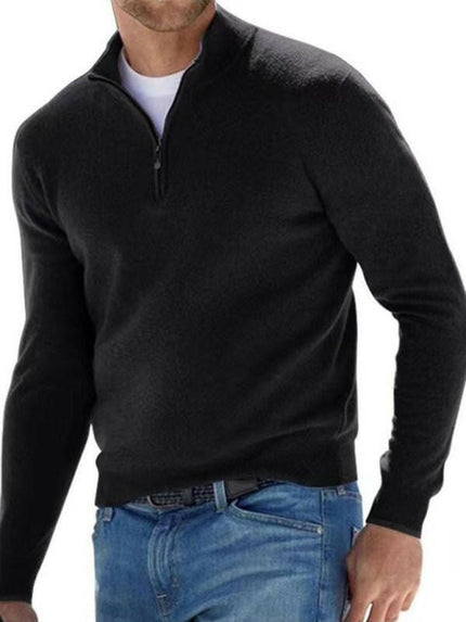 Long Sleeve V Neck Wool Fleece Zipper Men's Casual Top Polo Shirt at €49.99