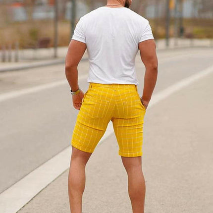 men's skinny plaid plus size casual shorts at €20.99